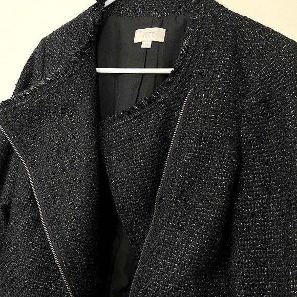 LOFT Tweed Asymmetrical Jacket With Gold Accents - Picture 3 of 6